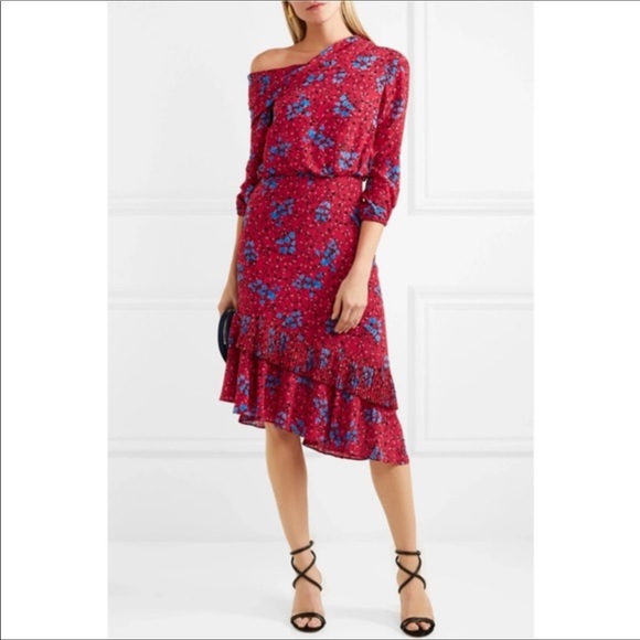 NWT💋SALONI Lexie Asymmetrical Pleated Silk Dress size 2 - Picture 7 of 13